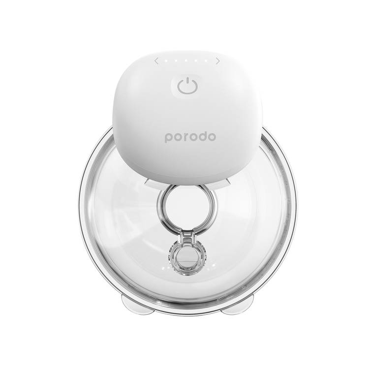 Porodo Lifestyle Wearable Motorized Breast Pump with 180mL Container Capacity, Hands-Free Milk Expression, 3 Hours Working Time, 24mm Flange Size, 1200mAh Battery Capacity - White