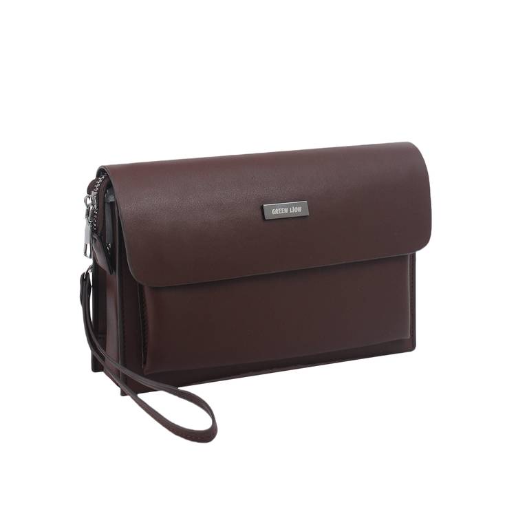 Green Lion Mara Clutch Bag with Multi Pockets, Delicate Texture, Water-Resistant PU Leather, Easy To Carry & Handle, Big Capacity, Fit for Accessories - Brown