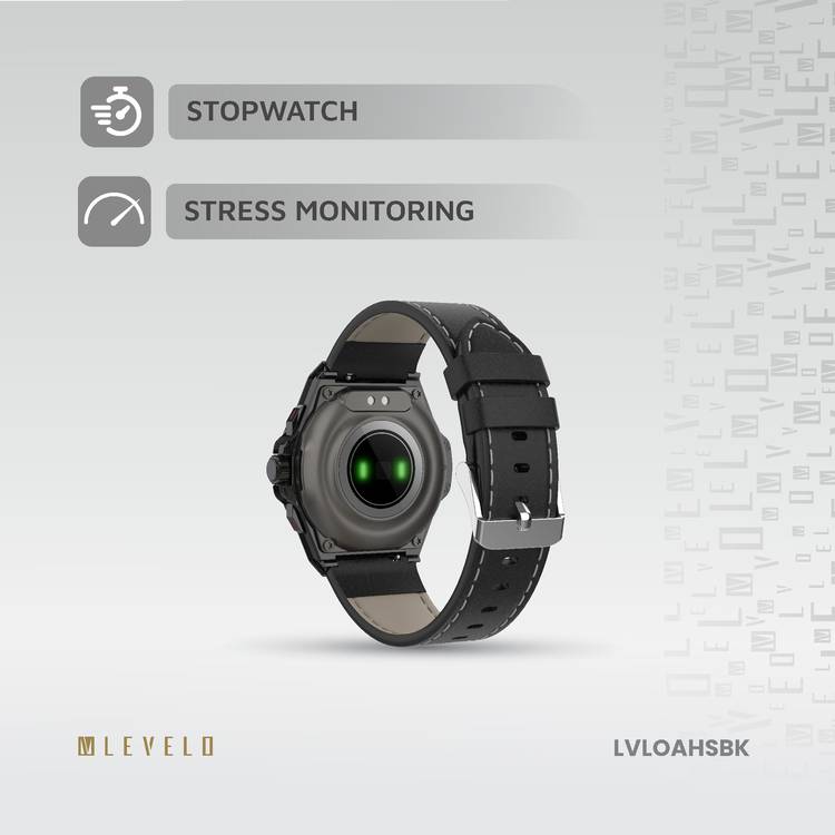 Levelo Oak Automatique Hybrid Smart Watch, Amoled Display, IP68 Water Resistant, Health Monitoring - Black 