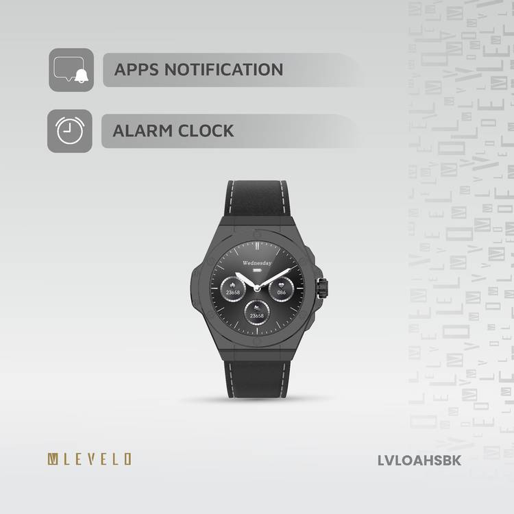 Levelo Oak Automatique Hybrid Smart Watch, Amoled Display, IP68 Water Resistant, Health Monitoring - Black 