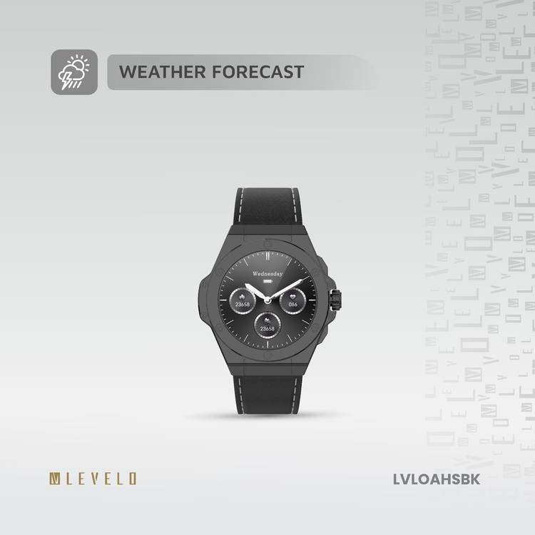 Levelo Oak Automatique Hybrid Smart Watch, Amoled Display, IP68 Water Resistant, Health Monitoring - Black 