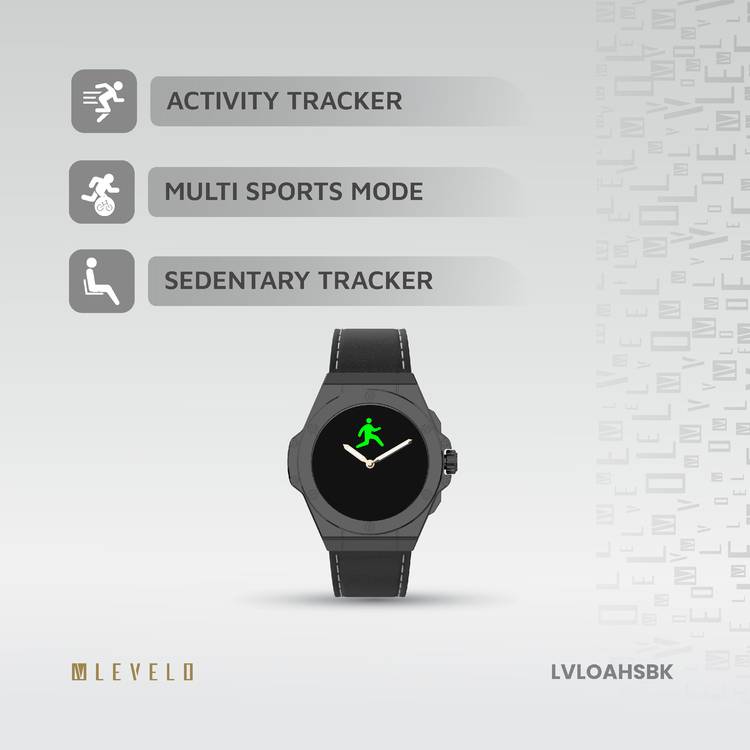 Levelo Oak Automatique Hybrid Smart Watch, Amoled Display, IP68 Water Resistant, Health Monitoring - Black 