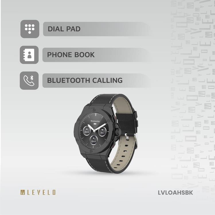 Levelo Oak Automatique Hybrid Smart Watch, Amoled Display, IP68 Water Resistant, Health Monitoring - Black 