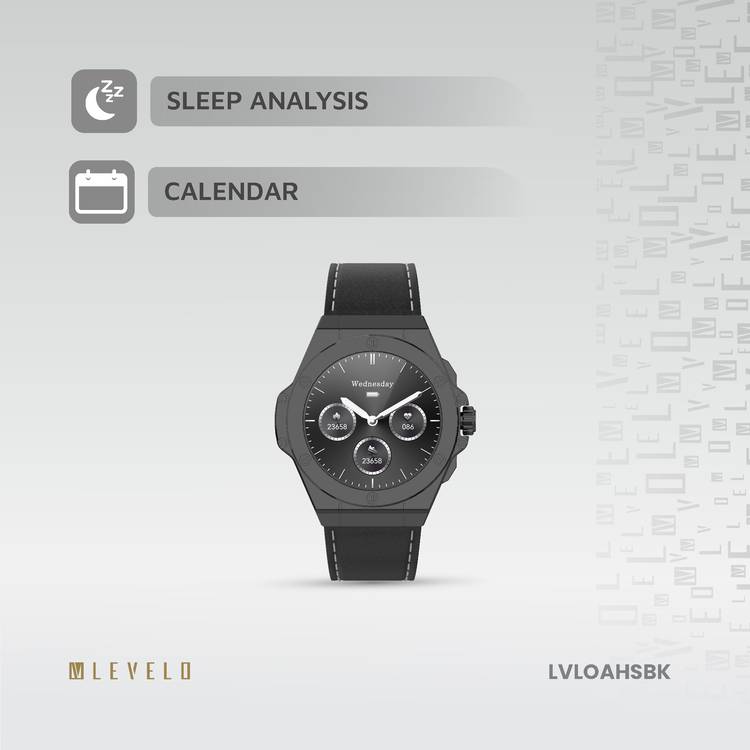 Levelo Oak Automatique Hybrid Smart Watch, Amoled Display, IP68 Water Resistant, Health Monitoring - Black 