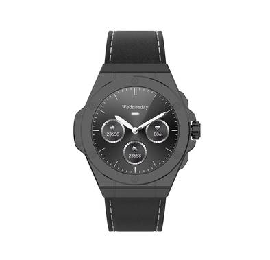 Levelo Oak Automatique Hybrid Smart Watch, Amoled Display, IP68 Water Resistant, Health Monitoring - Black 