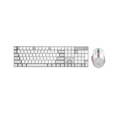 Porodo Gaming Wireless Keyboard with Mouse, 1600 DPI, Plug & Play, Gaming Design, Compatible with Windows & Mac - White / Gray 