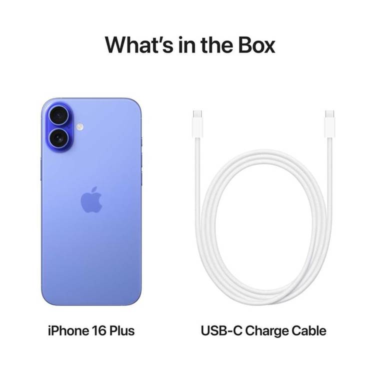 Apple iPhone 16 Plus with 128GB Capacity, 6.7‑inch Screen Size, USB-C Connector Type, 6‑Core CPU, 5‑Core GPU, 5G Network Technology, Splash, Water & Dust Resistant, Middle East Version - Ultramarine