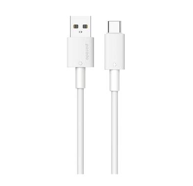 Porodo USB A to C PVC Cable, 480Mbps Transfer Speed, more than 15000 Bends Life Span, 1.2m Cable length, Tangle Free - White