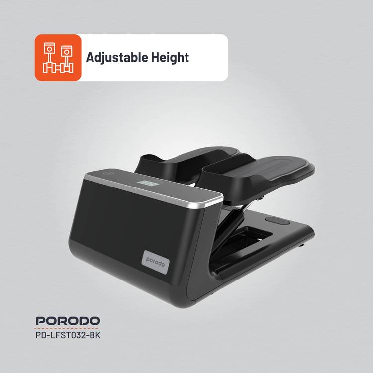Porodo Lifestyle Mini Stepper Machine with Ropes, up to 120Kg Weight Capacity, Digital Display, AAA Battery Power Source, Hydraulic System, Full-Body Workout, Calorie & Step Counter - Black 