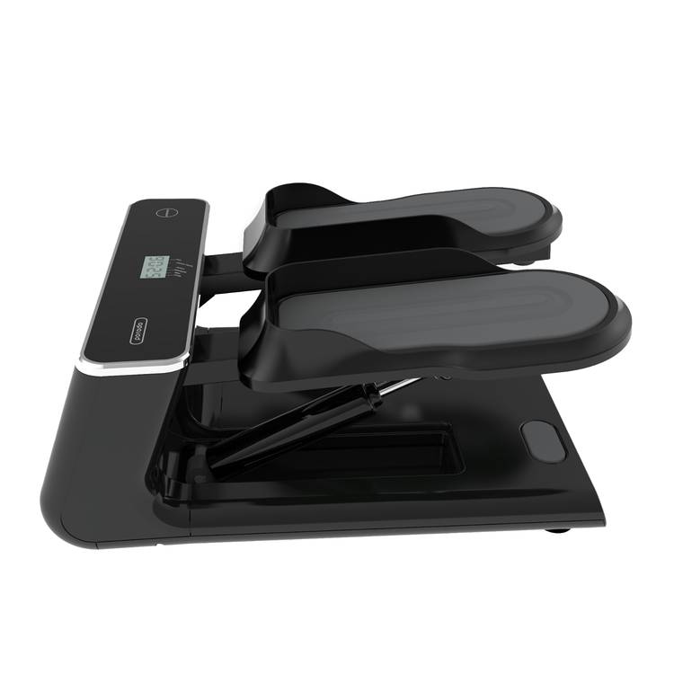 Porodo Lifestyle Mini Stepper Machine with Ropes, up to 120Kg Weight Capacity, Digital Display, AAA Battery Power Source, Hydraulic System, Full-Body Workout, Calorie & Step Counter - Black 