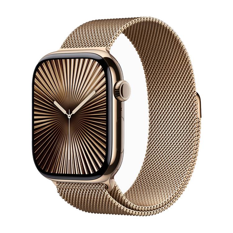Buy Apple Watch Series 10 GPS Cellular in UAE 42mm Regular Gold Titanium MX083QA A
