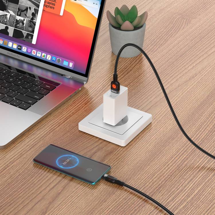 Porodo Braided USB-A to Micro USB Cable with 480Mbps Transfer Speed, 1.2m Cable Length, More than 15,000 Bends Lifespan, Tangle-Free Design - Black