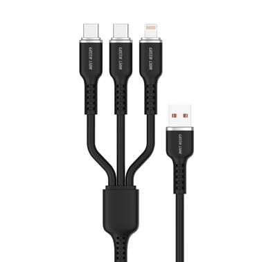 Green Lion 3in1 Silicone Cable, Charge & Sync,  1.2M, Wid...