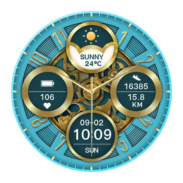 Green Lion GT-FIT Smart Watch, Activity Tracking, Sleep Monitoring, Rotating Button, 5 to 7 Days Battery Life, Multiple Sport Modes, Water Proof, 35 Days Standby Time, Call / Social Notifications - Blue