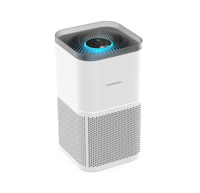 Powerology Smart Air Purifier, H13 Medical Grade Filter, Efficient Air Purification, 360° Design with UV-C, 30 dB Low-Noise, 1.5m UK 3-Pin Power Plug, Pre-Filter, HEPA and Carbon 3-in-1 Filter Method of Cleaning - White 
