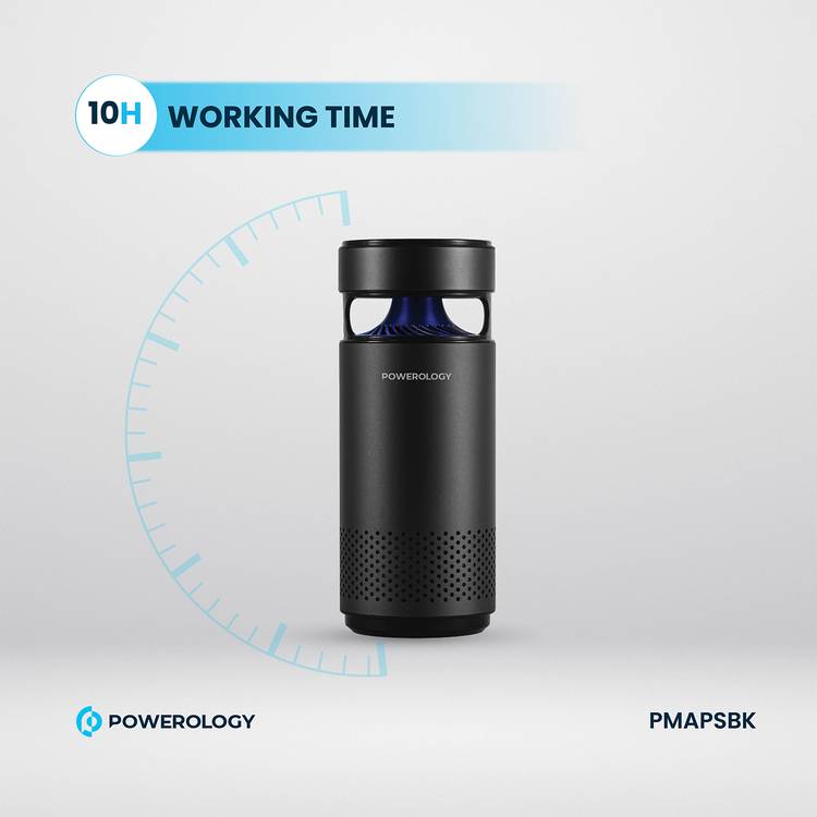 Powerology Portable Mini Air Purifier with UVC LED Sterlization, Eco-Friendly UVC LED, HEPA Filter H13 - Black