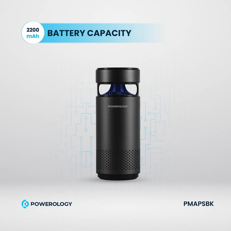 Powerology Portable Mini Air Purifier with UVC LED Sterlization, Eco-Friendly UVC LED, HEPA Filter H13 - Black