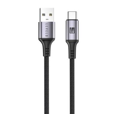 Levelo Otto USB-A to Type- C 18W Leather Cable, Tangle-Free, Fast Charging, Heat Resistant - Black 
