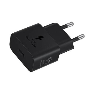 Samsung Travel Adapter 25 W 2 pin with USB Type-C to Type-C Cable, Fast Charge Support, 25 W Total Output Power - White 100-240 V Input Voltage, 5 V Output Voltage (Max, Normal Charge), 9 V Output Voltage (Max, Fast Charge) PDO - Black