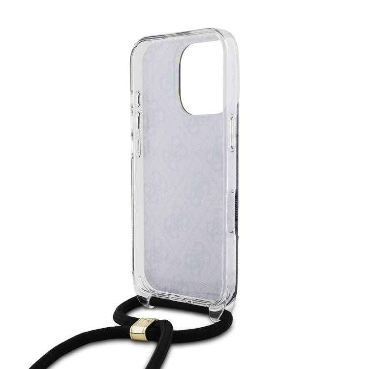 Guess 4G Hard Case with Cross Body Cord for iPhone 16 Pro, Easy Snap-on, Drop Protection, Lightweight - Black