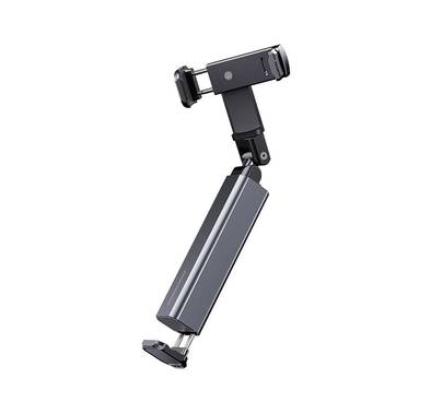 Porodo Cross-border Travel Portable Mobile Holder, Aluminum Alloy, Flexible Angle Adjustment, Stabilized Clamp Base - Gray