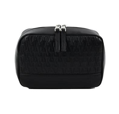Levelo Pochette Pouch with Mesh Pocket, Built-in Grip Handle, PU Leather Finish & Durable Material, Ample Space, Multiple Compartments, Elastic Strap - Black