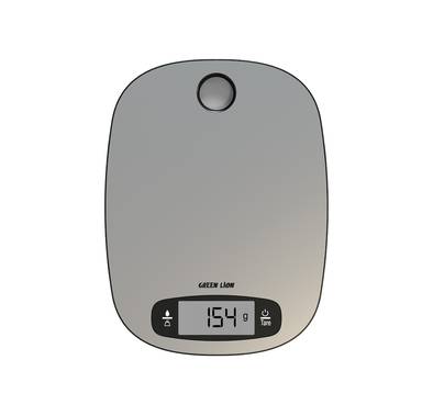 Green Lion Digital Kitchen Scale with Auto Off Mode, Hanging Hole, Tare Function, 5kg Capacity, Digital Display, Low Battery and Overload Indicator, Compact Design - Silver 