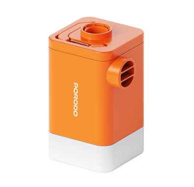 Porodo Lifestyle Camping Inflate and Deflate Air Pumb with LED, 4500Pa Air Pressure, 4800mAh Large Battery, 6 Hours Recharge Time, 30W Power, 45-90 Minutes Working Time