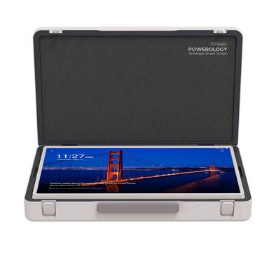 Powerology UHD Portable Outdoor Tablet with 27 Inches Screen, Full HD, Android, Briefcase Display, 90° Adaptable Viewing Angles, Screen Mirroring  - White