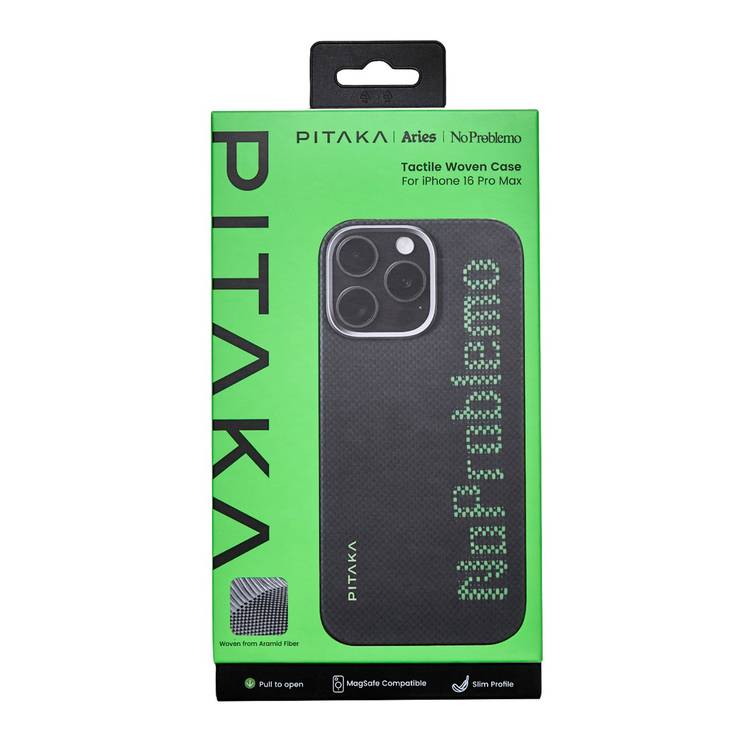 Pitaka Aries Tactile Woven Case for iPhone 16 Pro Max, MagSafe Compatibility, Slim & Lightweight, Secure Grip, Raised Edge Camera - NoProblemo