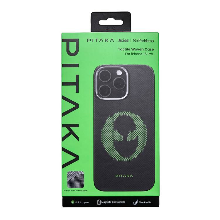 Pitaka Aries Tactile Woven Case for iPhone 16 Pro Max, MagSafe Compatibility, Slim & Lightweight, Secure Grip, Raised Edge Camera - Alien 