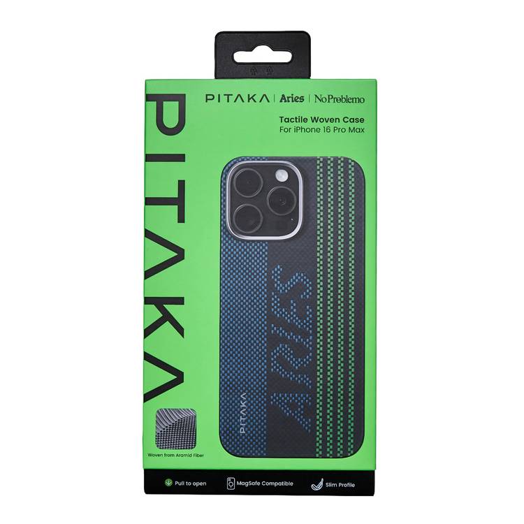 Pitaka Aries Tactile Woven Case for iPhone 16 Pro Max, MagSafe Compatibility, Slim & Lightweight, Secure Grip, Raised Edge Camera - Credit Card