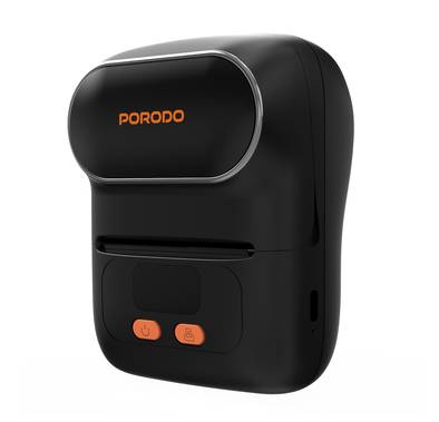 Porodo Super HD Thermal Printer with Bluetooth, 1200mAh Battery Capacity, 2.5 Hours Recharge Time, 1.5 Hours Working Time, 20-50mm Label Width, Super HD - Black