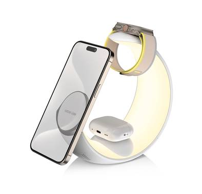 Green Lion Moon Charge 4 in 1 Wireless Charger with RGB Ambient Lamp, Fast Charging, Touch Sensor Key, Over Voltage Protection - White 