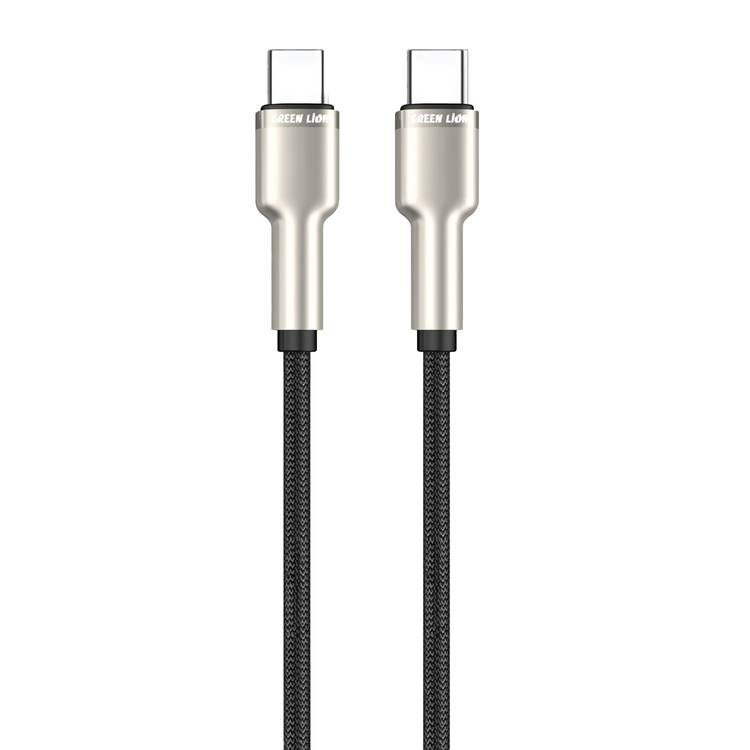 Green Lion USB-C to USB-C Cable, Fast Charging & Sync, Secure & Safe, 10000 Bends Life Span, Wide Compatibility, PD 60W - Black