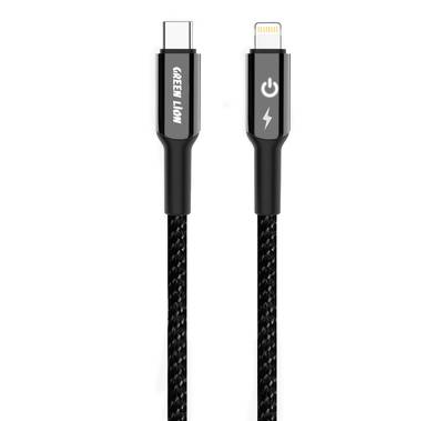 Green Lion USB-C to Lightning Braided Cable, 1m Length, C...
