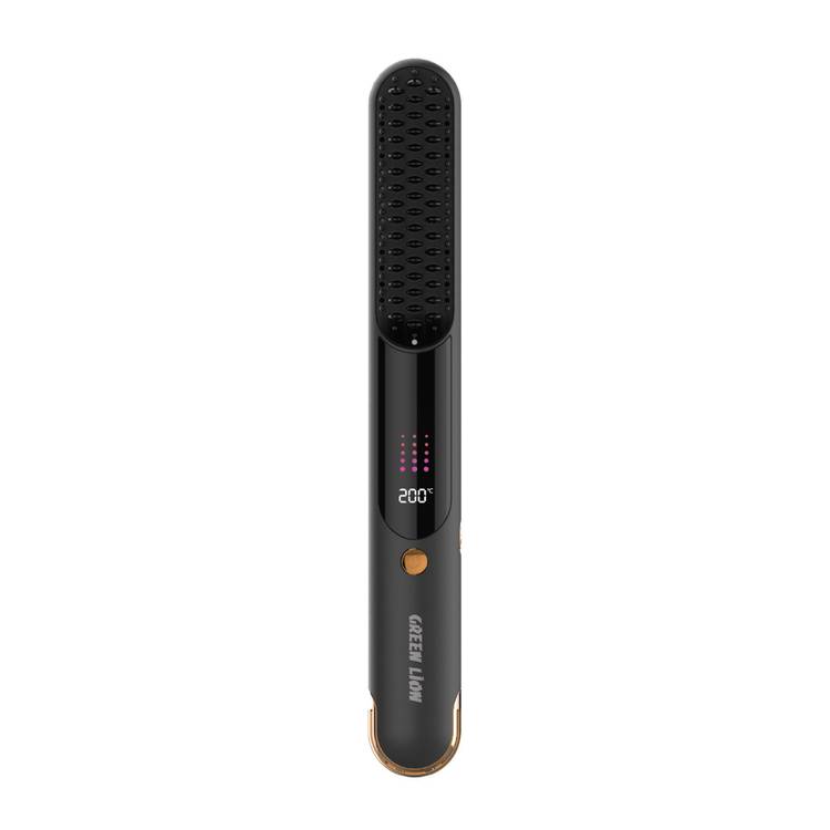 Green Lion Infrared Hair Comb with Digital Display, 50 Minutes Working Time, Adjustable Temperature Settings Up to 200°C, 2600mAh Battery, Infrared Function - Black