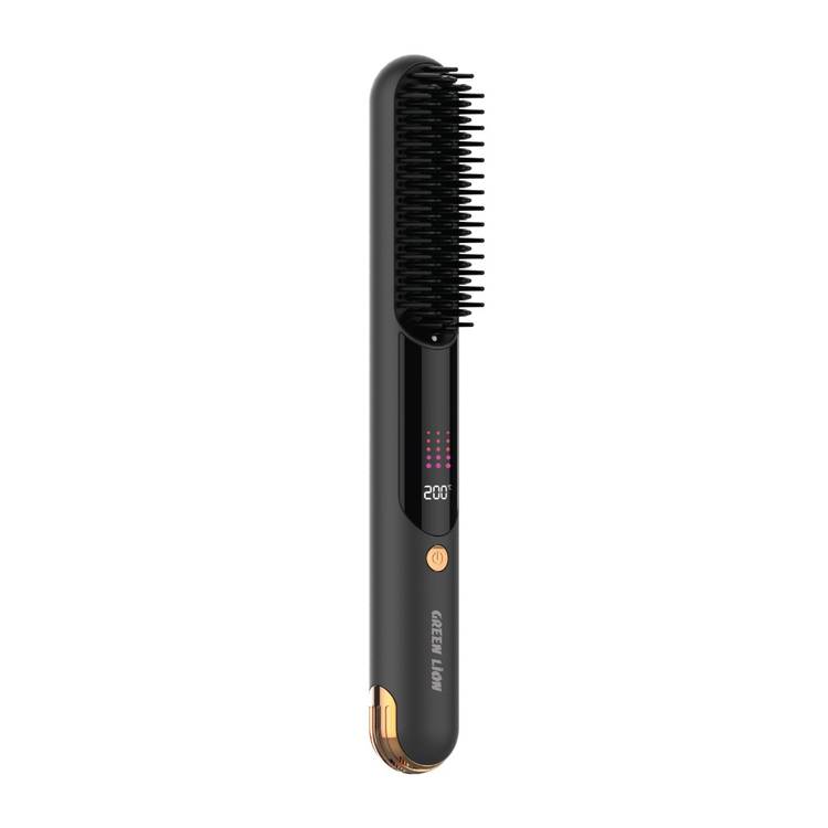Green Lion Infrared Hair Comb with Digital Display, 50 Minutes Working Time, Adjustable Temperature Settings Up to 200°C, 2600mAh Battery, Infrared Function - Black