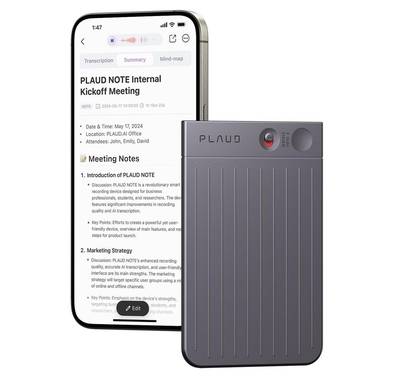 PLAUD Note AI Voice Recorder,64 GB Storage, 2h Charging Time, 10m Effective Recording Range, 400mAh Battery - Black