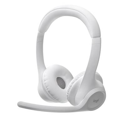 Logitech Zone 300 Wireless Headset with Great Audio Performance, Customize with Logi Tune, Bluetooth 5.3, Dual Noise-Canceling Mics , Ultra Lightweight & Comfortable - Off White