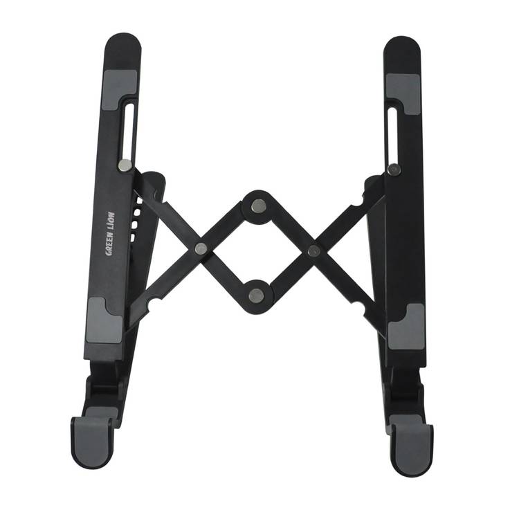 Green Lion Foldable Laptop Stand with 7 Tilts, Anti-Slip Surface, Fast Heat Dissipation, Multi-Angle Adjustable, Double X Hinge Type, 5kg Weight Capacity - Black