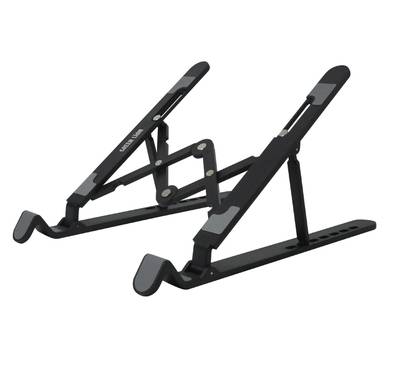 Green Lion Foldable Laptop Stand with 7 Tilts, Anti-Slip Surface, Fast Heat Dissipation, Multi-Angle Adjustable, Double X Hinge Type, 5kg Weight Capacity - Black