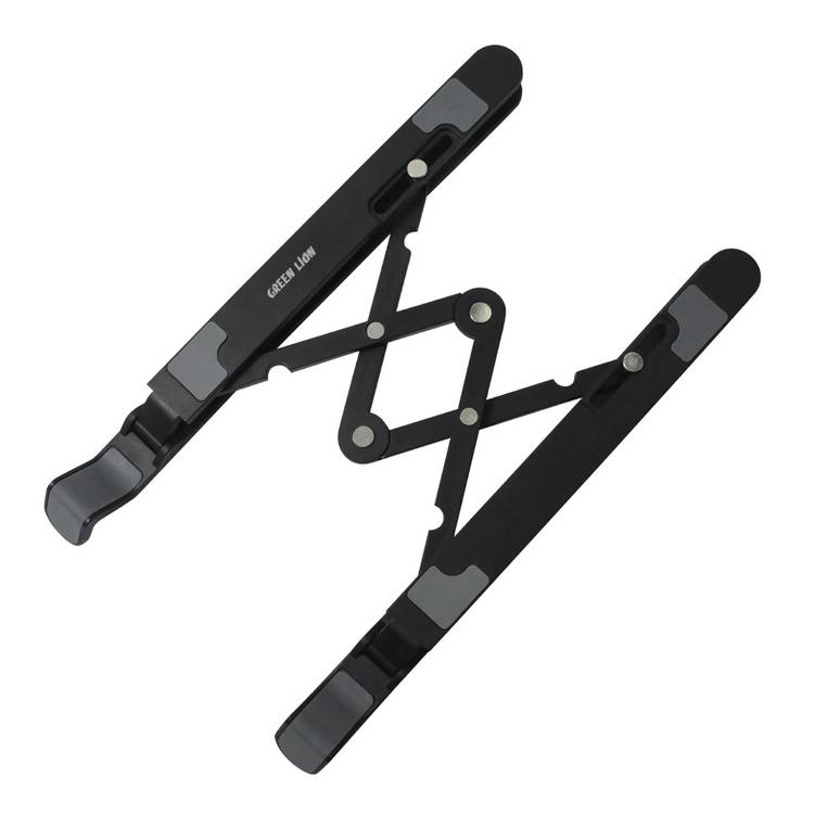 Green Lion Foldable Laptop Stand with 7 Tilts, Anti-Slip Surface, Fast Heat Dissipation, Multi-Angle Adjustable, Double X Hinge Type, 5kg Weight Capacity - Black
