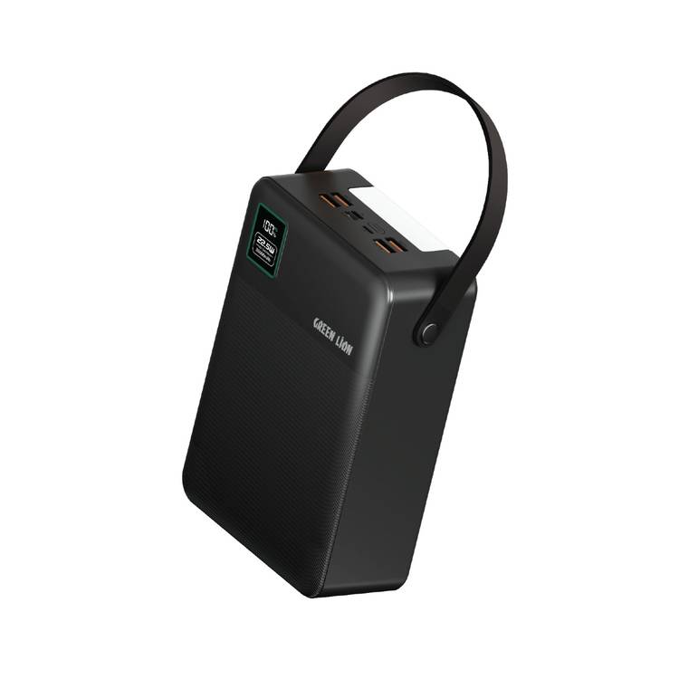 Green Lion Thunder 80 Power Bank, 80000mAh, PD 20W, QC 22.5W, Lightning & Micro Input, x4 USB-A Ports, LED Display - Black