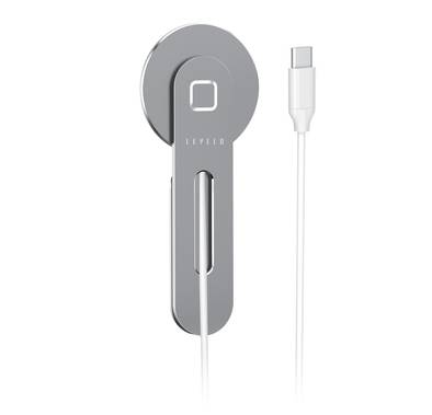 Levelo Energia MagSafe Surface Phone Holder With Wireless charger, Strong Magnetic Hold, Fast Charging, Foldable Design - Silver