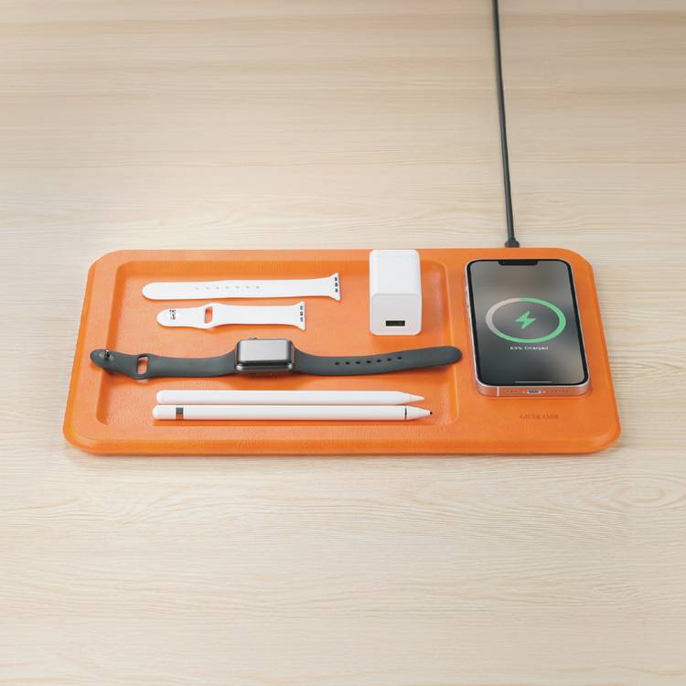  Green Lion Wireless Pad Storage & Charging 15W, Type C Port, 3-8 mm Charging Distance, more than 70% Power Efficiency - Orange
