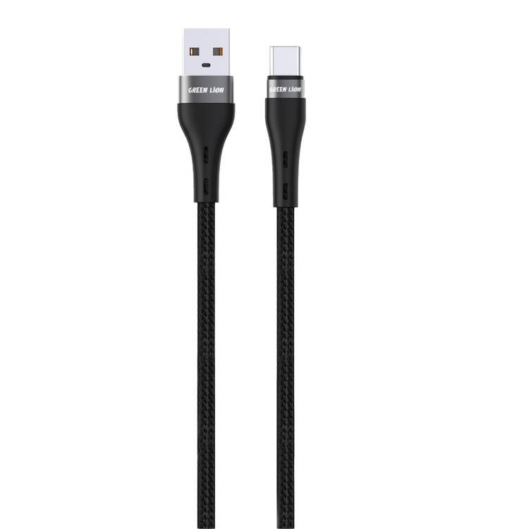  Green Lion USB-A to USB-C Braided Cable, 15W, Secure & Safe, Charge & Sync, Wide Compatibility, 1m Cable Length, 10000 Bends Life Span - Black