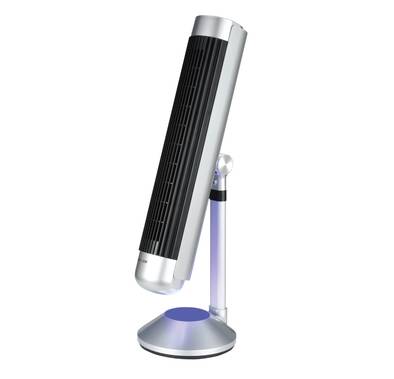 Green Lion Breeze Tower Fan with 9 Hour Timer, 5 Mode Light, 6 Speed Fan, 175mm Adjustable Height, 50W Power, Strong ABS Material - Silver 