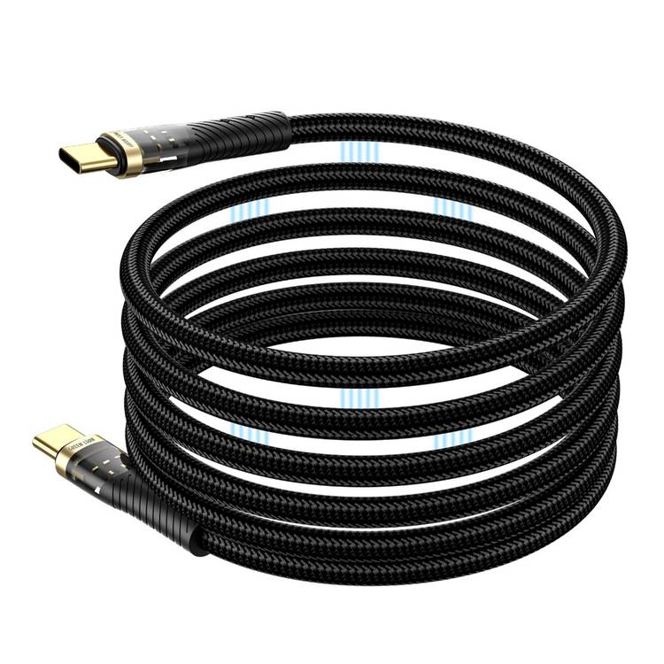  Green Lion Magnetic USB-C to USB-C Cable with 10000 Bends Life Span, 18W, Secure & Safe, Charge & Sync, Wide Compatible, 1m Cable Length - Black