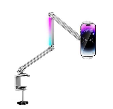 Porodo Multi-Joint Aluminum Desk Mount with RGB Ambient L...